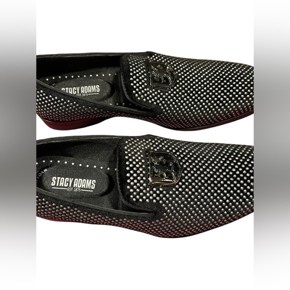 Stacy Adams Men's Shoes Swagger Studded Slip On Black and Silver size 7.5 - Picture 4 of 9